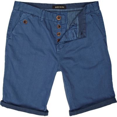 Blue turn up chino shorts 