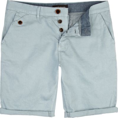 Light blue turn up chino shorts