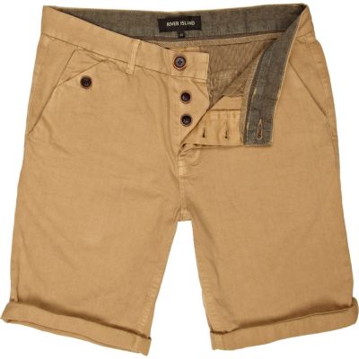 Brown turn up chino shorts 