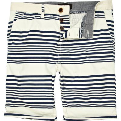 Navy placement stripe turn up shorts