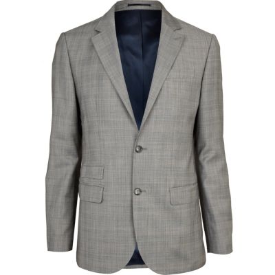 Light grey slim fit suit jacket 