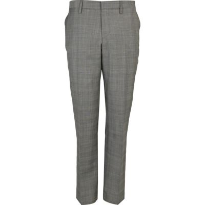 Light grey slim fit smart suit trousers 