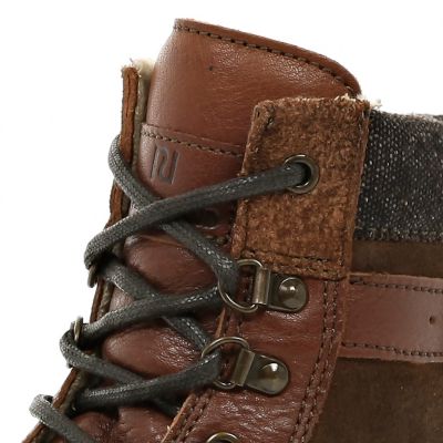 Brown contrast panel lined biker boots