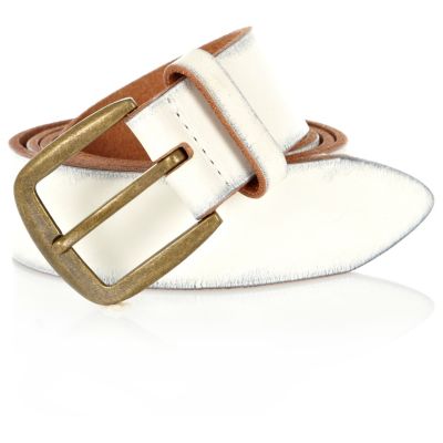 White distressed chino belt