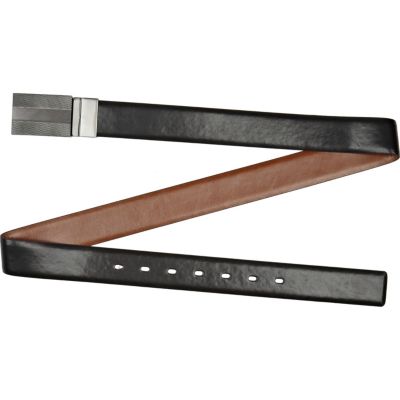 Brown sleek herringbone buckle belt