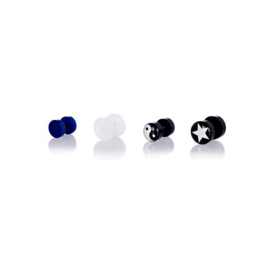 Black ying yang ear plugs pack