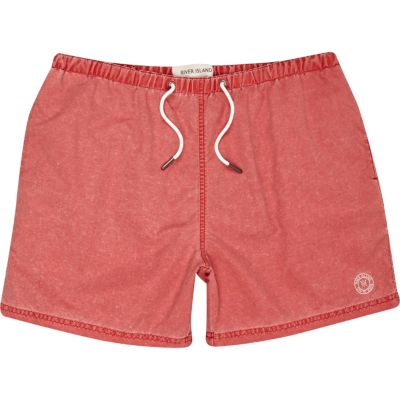 Red washed swim shorts