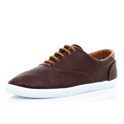 Dark red lace up trainers