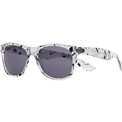 Grey geometric print retro sunglasses