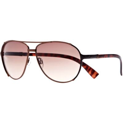 Brown metal tortoise shell aviator sunglasses