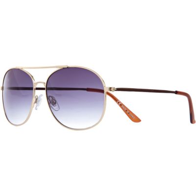 Cream contrast leather arm aviator sunglasses