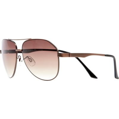 Copper tone metal aviator sunglasses