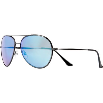 Blue tinted metal aviator sunglasses