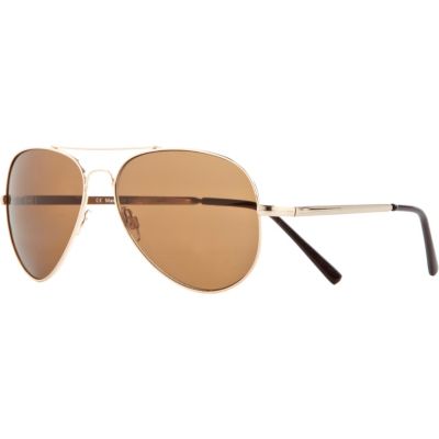 Brown metal aviator sunglasses