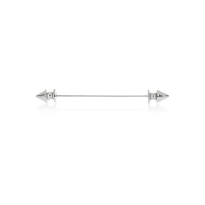 Gunmetal tone spike collar pin