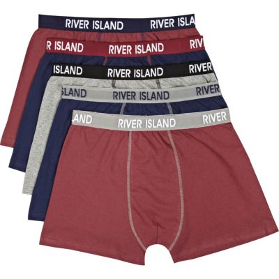 Navy and red 5 pack boxers