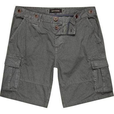 Grey patch pocket cargo shorts
