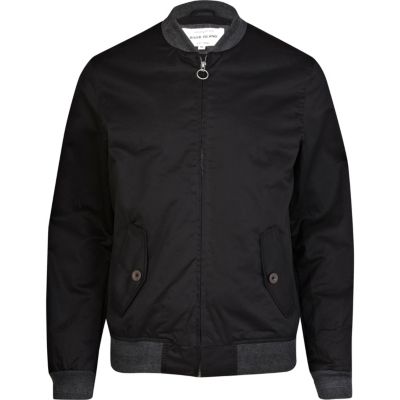 Black contrast trim bomber jacket