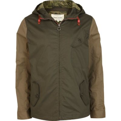 Green contrast panel casual jacket