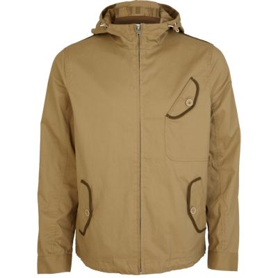 Brown contrast trim pocket casual jacket 