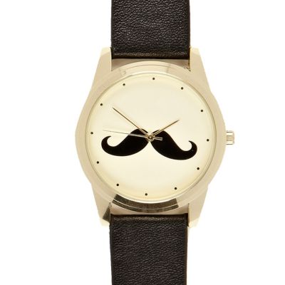 Black moustache watch