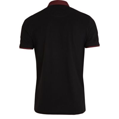 Black contrast collar polo shirt