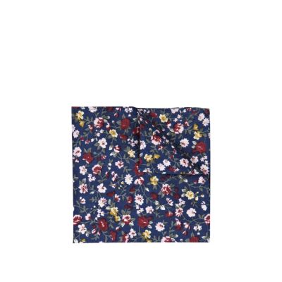 Navy floral print handkerchief