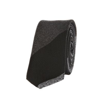 Grey marl thick stripe tie