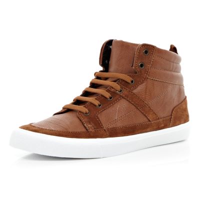 Light brown contrast panel high tops
