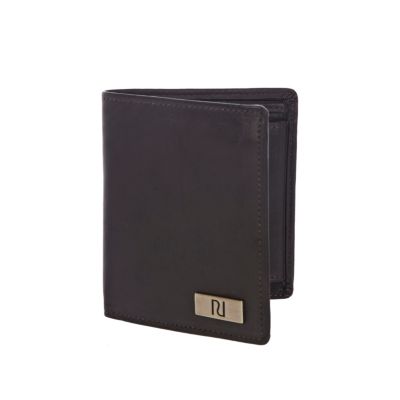 Dark brown leather fold over wallet
