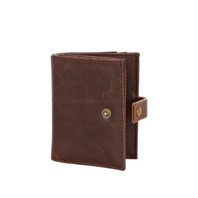 Brown leather card holder wallet