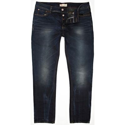 Dark wash distressed Dylan slim jeans