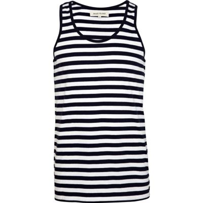 Navy and white horizontal striped vest