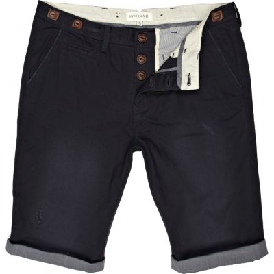 Blue long worker shorts