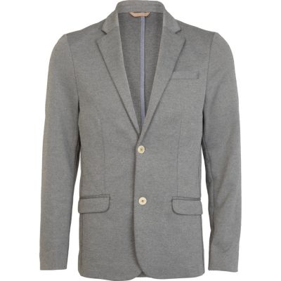 Grey jersey casual blazer