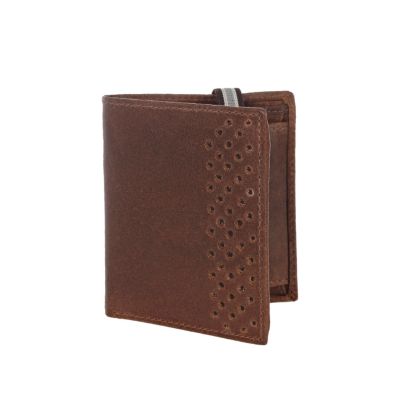 Brown leather perforated panel wallet 