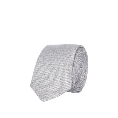 Grey metallic textured tie 
