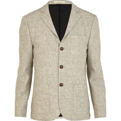 Stone triple button patch pocket blazer