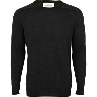 Dark grey elbow patch jumper