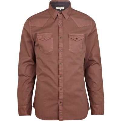 Berry long sleeve western shirt