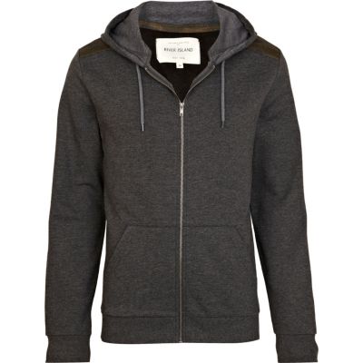Grey marl camo shoulder patch hoodie