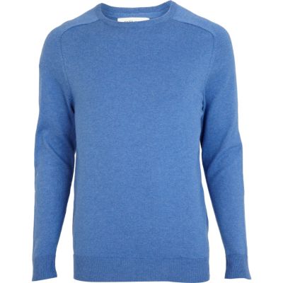 Blue elbow patch jumper