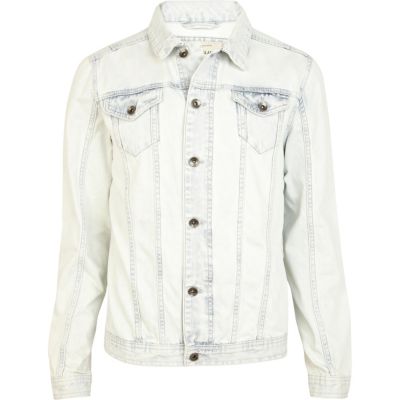 White light wash denim jacket