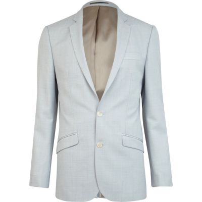 Light blue slim fit smart suit jacket