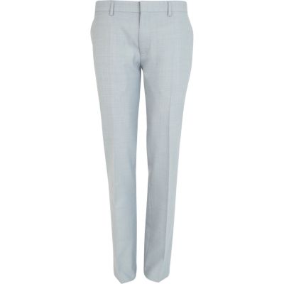 Light blue slim fit smart suit trousers 