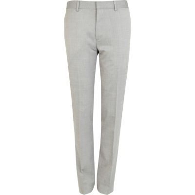 Light grey slim fit smart suit trousers