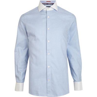 Blue Life of Tailor houndstooth shirt 