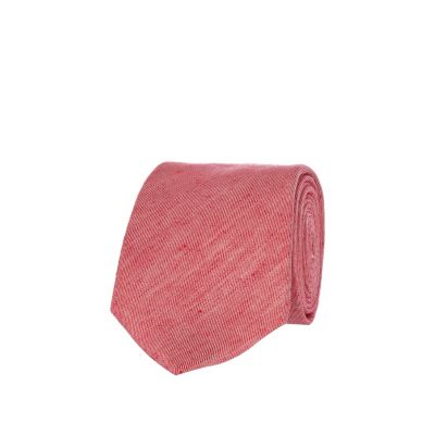 Pink silk and linen mix tie