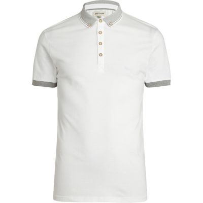 White contrast trim polo shirt 