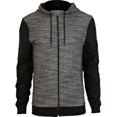 Black marl contrast sleeve hoodie